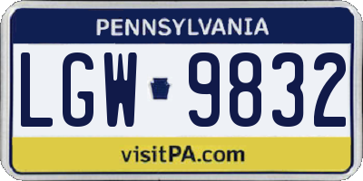PA license plate LGW9832