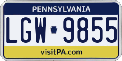 PA license plate LGW9855