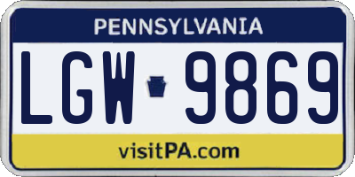 PA license plate LGW9869