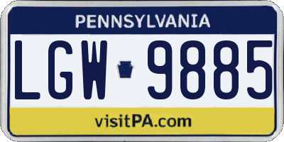 PA license plate LGW9885