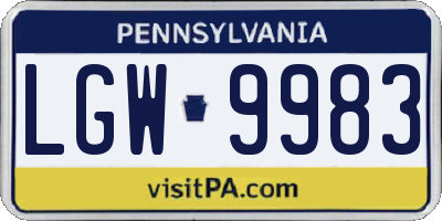 PA license plate LGW9983