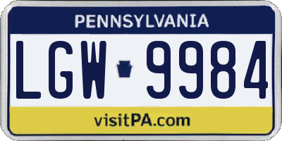 PA license plate LGW9984