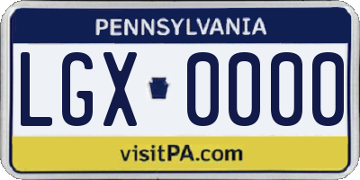 PA license plate LGX0000