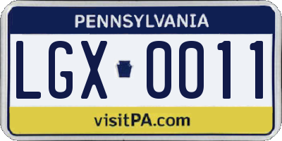 PA license plate LGX0011