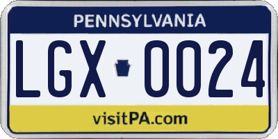 PA license plate LGX0024