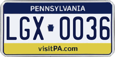 PA license plate LGX0036