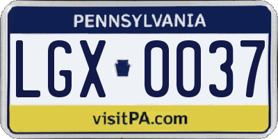 PA license plate LGX0037