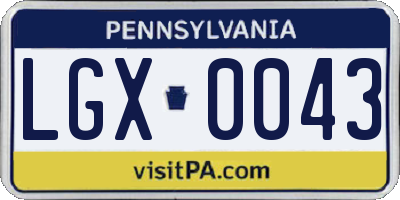 PA license plate LGX0043