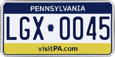 PA license plate LGX0045