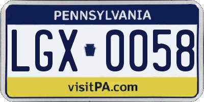 PA license plate LGX0058