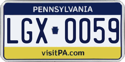 PA license plate LGX0059
