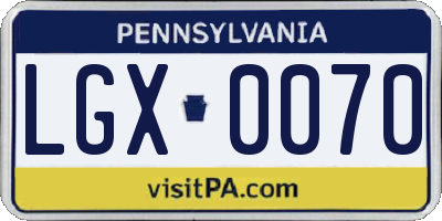 PA license plate LGX0070