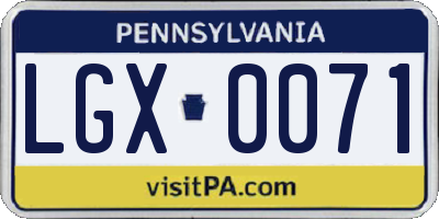 PA license plate LGX0071