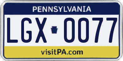 PA license plate LGX0077