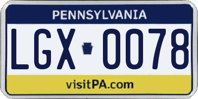 PA license plate LGX0078