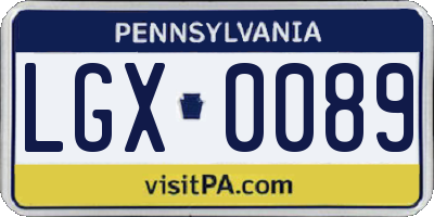 PA license plate LGX0089