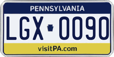 PA license plate LGX0090