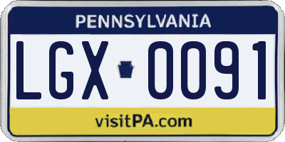 PA license plate LGX0091