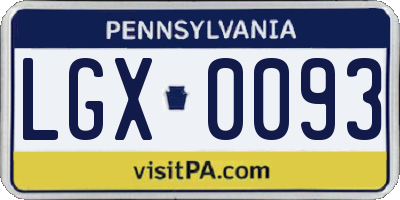 PA license plate LGX0093