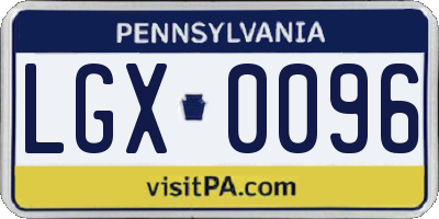 PA license plate LGX0096