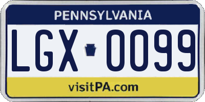 PA license plate LGX0099