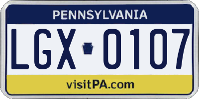 PA license plate LGX0107