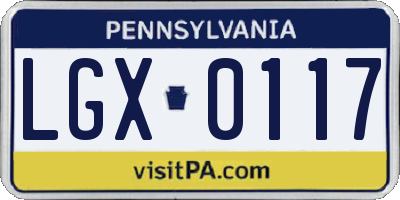 PA license plate LGX0117