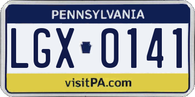 PA license plate LGX0141