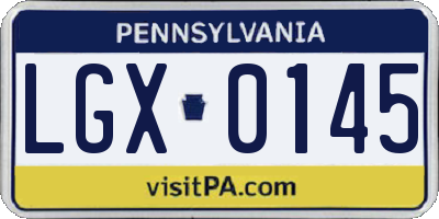 PA license plate LGX0145