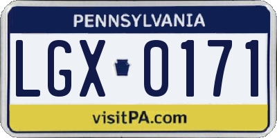 PA license plate LGX0171