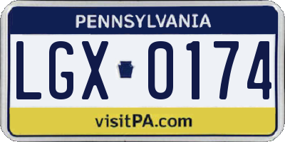 PA license plate LGX0174