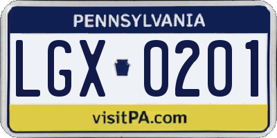 PA license plate LGX0201