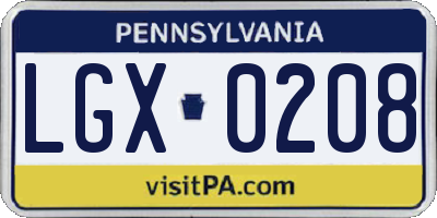 PA license plate LGX0208