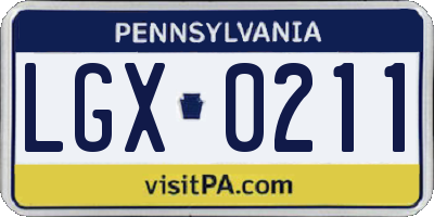 PA license plate LGX0211