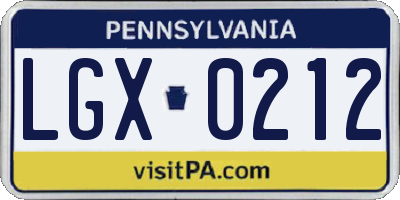 PA license plate LGX0212