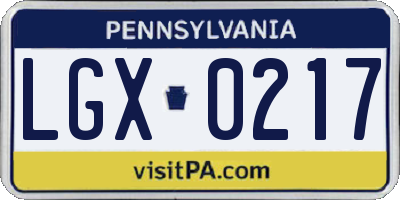PA license plate LGX0217