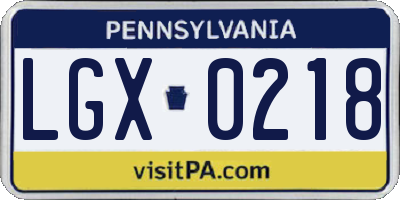 PA license plate LGX0218