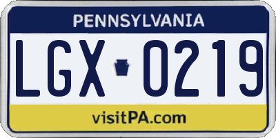 PA license plate LGX0219
