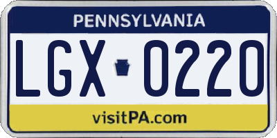 PA license plate LGX0220