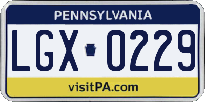 PA license plate LGX0229