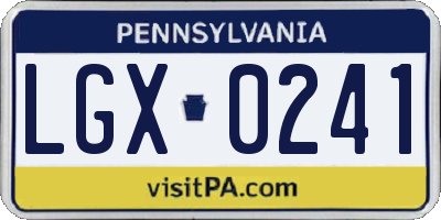 PA license plate LGX0241