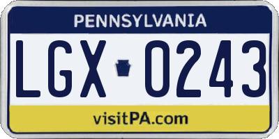 PA license plate LGX0243