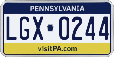 PA license plate LGX0244
