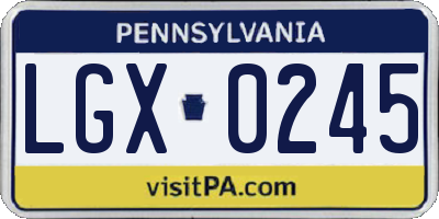 PA license plate LGX0245