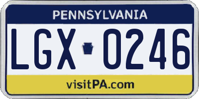 PA license plate LGX0246