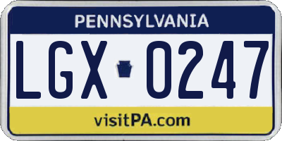 PA license plate LGX0247