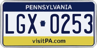 PA license plate LGX0253