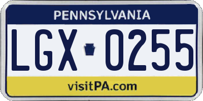 PA license plate LGX0255
