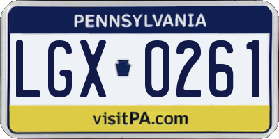 PA license plate LGX0261