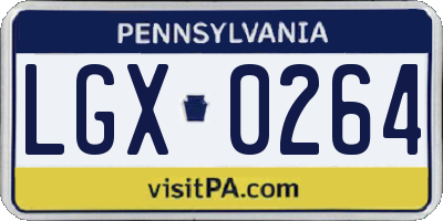 PA license plate LGX0264